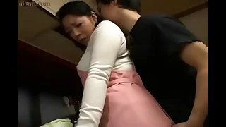 Japanese Milf and Young Boy in Kitchen Fun